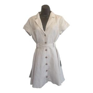 NWT Lulu's Delightful Dear Linen Blend Button Front Dress with Belt Size M